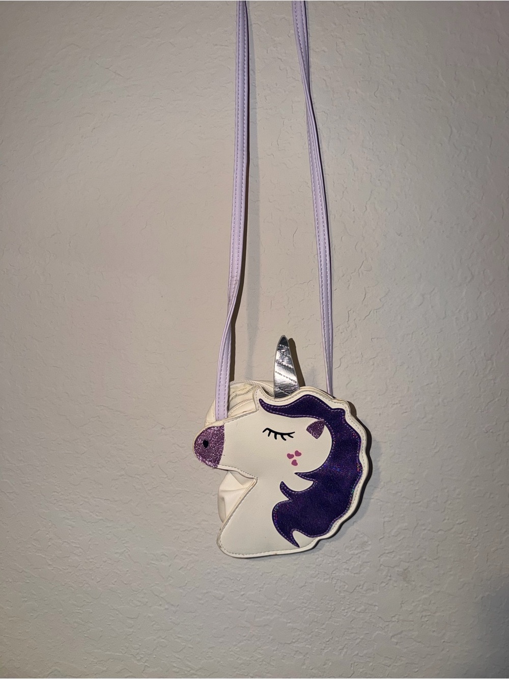Girls Unicorn Crossbody Purse White Purple‎ Glitter - Picture 7 of 7